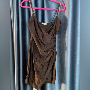 Chic Black Draped Mini Dress